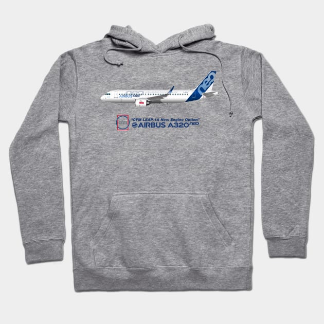 Illustration of Airbus A320 NEO F-WNEW Hoodie by SteveHClark